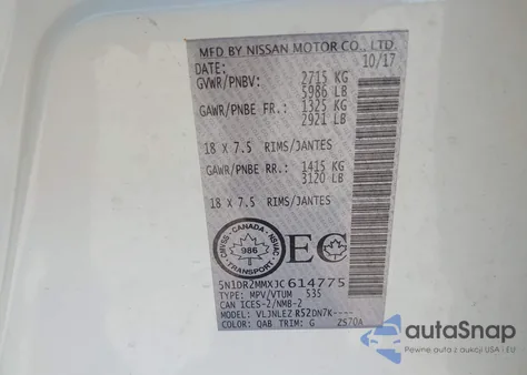 2018 Nissan Pathfinder Platinum/S/Sl/Sv from USA, damaged, VIN 5N1DR2MMXJC614775